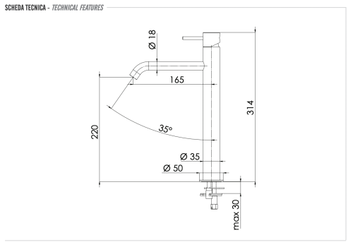 Смеситель Remer X Style Inox SSX12LXL на раковину нержавеющая сталь - фото 2