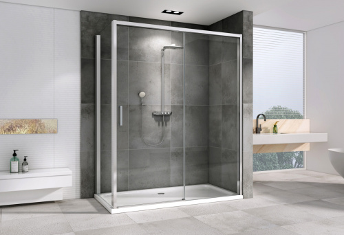 Душевой уголок Abber Komfort AG93120-S102 100х120 стекло прозрачное профиль хром глянцевый - фото 2