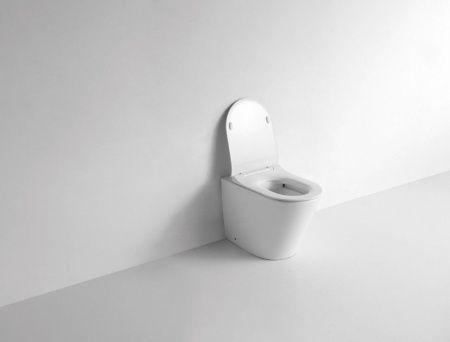 Унитаз приставной CeramaLux 3178 белый с сиденьем микролифт безободковый каскадный смыв