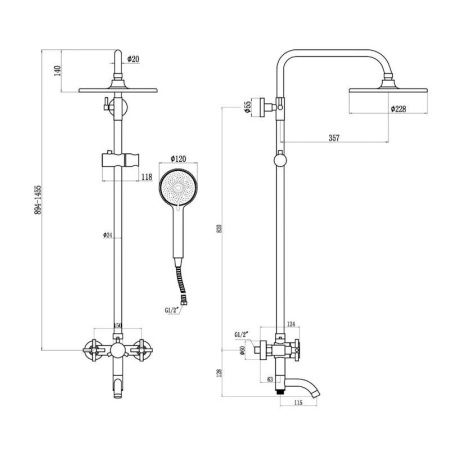 Душевая стойка Fmark FS8445 настенная цвет серый