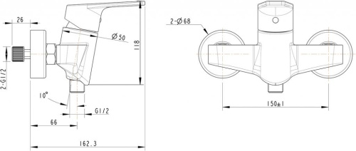 Смеситель для душа Bravat Line F95299C-1 настенный хром - фото 2
