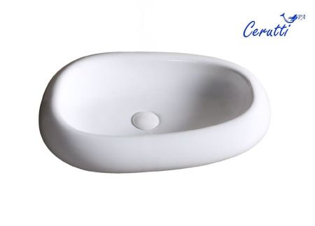 Раковина из сантехнического фарфора Cerutti SPA CR7041B 60х40 накладная цвет белый без отверстий под смеситель