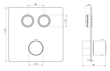 Смеситель для душа Remer X Style X99QD2KBXV встраиваемый в стену нержавеющая сталь с термостатом