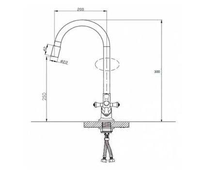 Смеситель для кухни D-Lin D153807-6 на мойку хром/синий