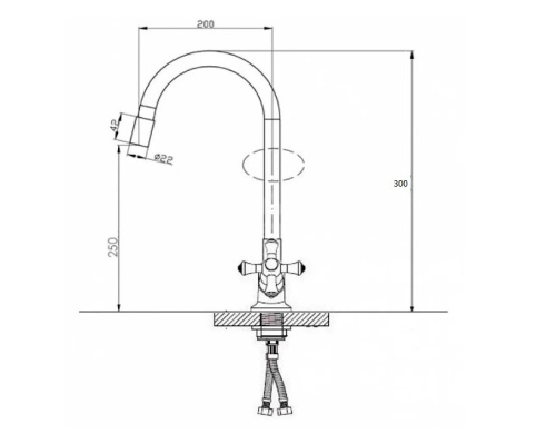 Смеситель для кухни D-Lin D153807-6 на мойку хром/синий - фото 2
