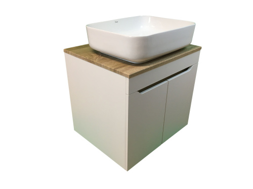 Тумба с раковиной Sintesi STL.W7024_SIN-LVB-APP-409 60х55х50 подвесная цвет белый/коричневый - фото 4