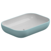 Раковина керамическая GSG Ceramic Design Easy EALAVRE60BI000/037 60х40 накладная цвет белый/голубой без отверстий под смеситель