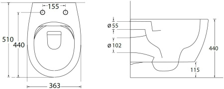 Чаша унитаза подвесная Allen Brau Fantasy 4.11004.AN цвет черный без сиденья безободковая каскадный смыв