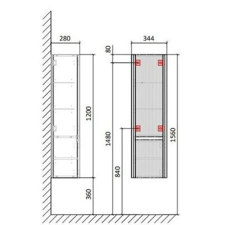 Шкаф-пенал Jorno LUMINO Lum.04.120/P/A/JR 40х120 подвесной цвет черный