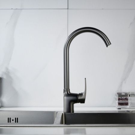 Смеситель для кухни Shevanik S5053T на мойку оружейная сталь