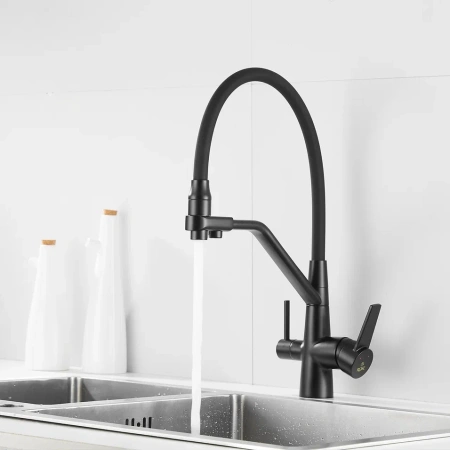 Смеситель для кухни Rose R558H на мойку черный