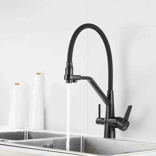 Смеситель для кухни Rose R558H на мойку черный - фото 4