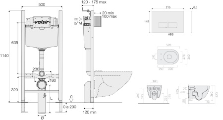 Комплект унитаз с инсталляцией Valsir KIT VSCR 7334 Std P3