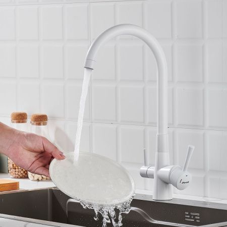 Смеситель для кухни Shevanik S428C на мойку белый