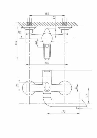 Смеситель для ванны и душа FAUZT FZs-243-B100 настенный хром