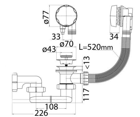 Слив-перелив Cezares CZR-STP1-01 хром