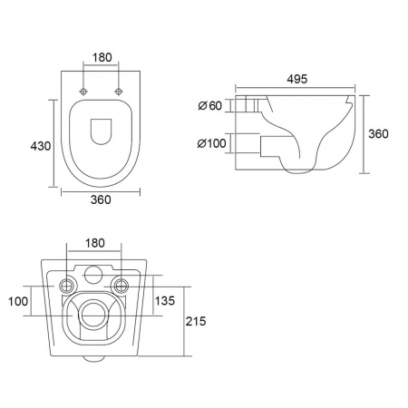 Унитаз подвесной Abber Bequem AC1104TNS белый с сиденьем микролифт безободковый смыв торнадо