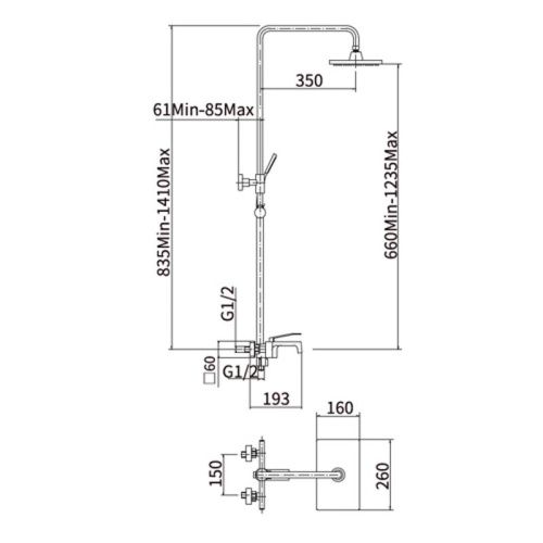 Душевая стойка Fashun A2458 настенная цвет хром - фото 3