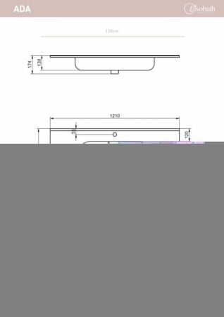 Раковина керамическая Visobath Ada 83807 120х50 встраиваемая цвет белый 1 отверстие под смеситель