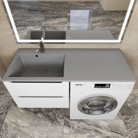 Раковина из искусственного камня Uperwood Cosmos Quartz RCosmos120LS 120х50 над стиральной машиной цвет серый
