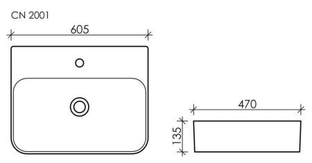 Раковина из сантехнического фарфора Ceramica Nova AURA CN2001 60х50 подвесная цвет белый 1 отверстие под смеситель