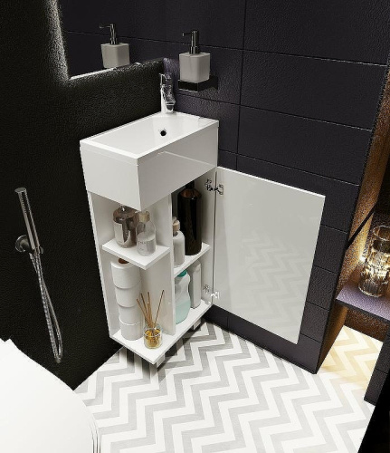 Тумба с раковиной 1MarKa Laura У85928 39х22х85 напольная цвет белый - фото 3