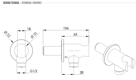 Держатель для душа Remer X Style Inox SS337M нержавеющая сталь