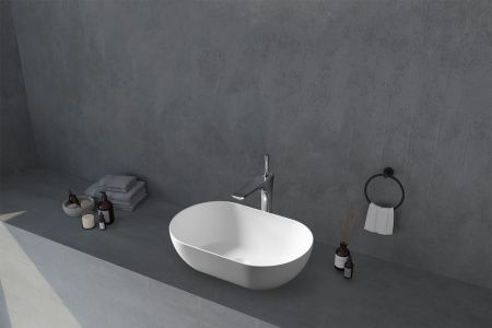 Раковина из искусственного камня Abber STEIN AS2611 60х30 накладная цвет белый без отверстий под смеситель