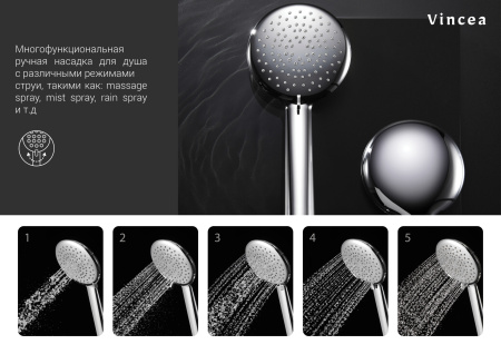 Душевая стойка Vincea Esse VSFS-1E0TMB настенная цвет черный с термостатом