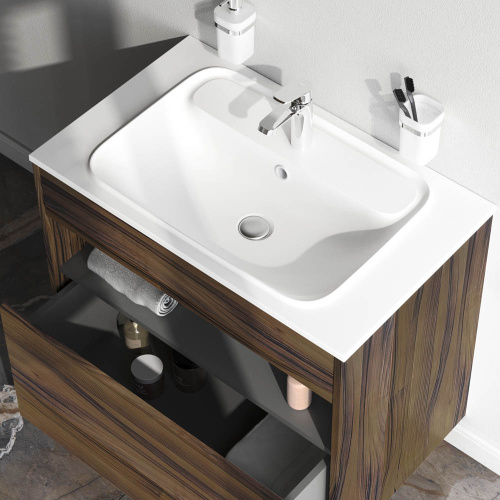 Тумба под раковину Am.Pm Func M8FFUX0801OF 81х49х70 подвесная цвет темное дерево - фото 4