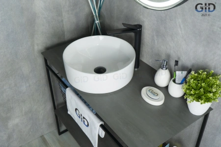 Раковина керамическая Gid Esfera 51144 40х40 накладная цвет белый без отверстий под смеситель