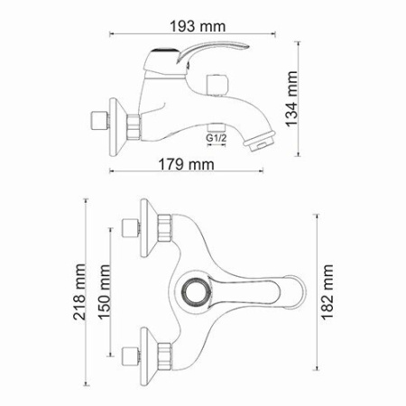 Смеситель для ванны WasserKRAFT Isar 1300 1301 настенный бронза