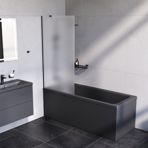 Душевая шторка на ванну Am.Pm Gem W90BS-080-140BM 80х140 стекло матовое профиль черный матовый ориентация универсальная