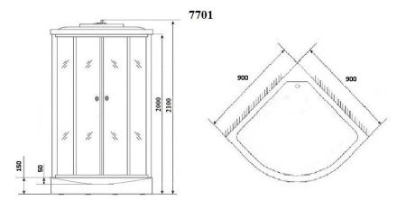 Душевая кабина Niagara Luxe 7701W 90х90 четверть круга с крышей ориентация универсальная