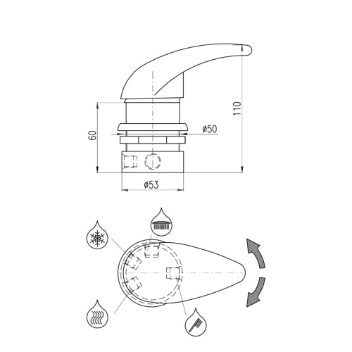 Смеситель для душа RavSlezak X284X встраиваемый в стену хром - фото 2