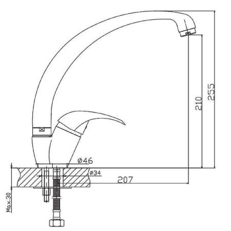 Смеситель для кухни Haiba HB15 HB4115 на мойку хром