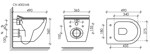 Инсталляция с кнопкой + унитаз + шумоизоляция Ceramica Nova CN4002MB_1001B_1000 - фото 5