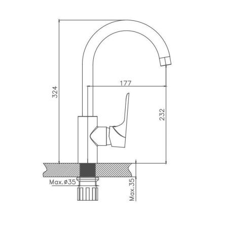 Смеситель для кухни Cron CN70172 на мойку хром