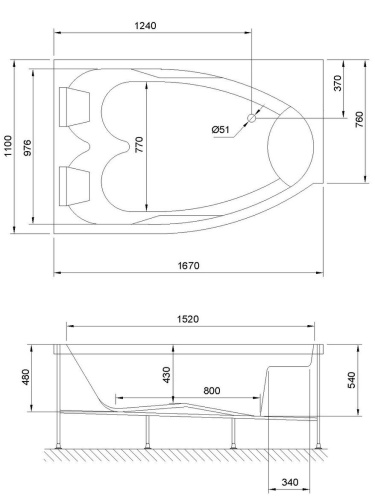 Ванна акриловая Royal Bath SHAKESPEARE RB652100K-L 170х110 пристенная асимметричная - фото 4