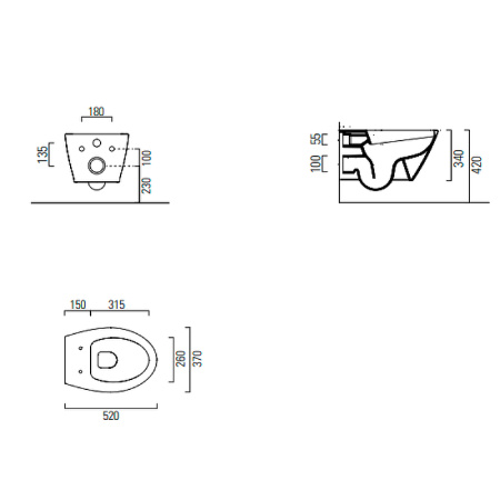 Чаша унитаза подвесная GSI Modo 981611_УЦ/10 цвет белый без сиденья безободковая смыв торнадо (раковина на ободке)