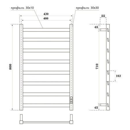 Полотенцесушитель электрический Point Атлант PN18848B 45х80 черный