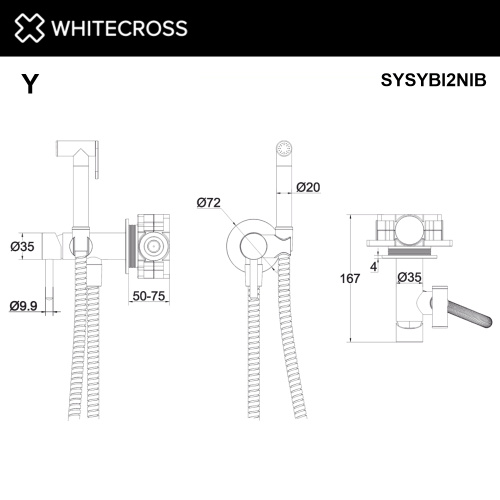 Гигиенический душ со смесителем Whitecross Y brushed nickel SYSYBI2NIB никель брашированный - фото 3