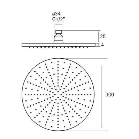 Верхний душ Cisal Xion DS016420D1 нержавеющая сталь