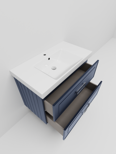 Тумба с раковиной La Fenice Cubo TWIN NFNC-01-CUB-BG-80-2-3-80 90х62х49 подвесная цвет синий - фото 4