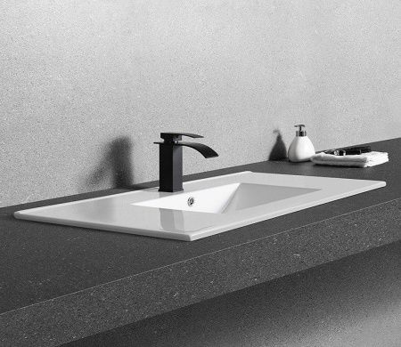 Раковина из сантехнического фаянса CeramaLux YJ803-80 80х40 встраиваемая цвет белый 1 отверстие под смеситель