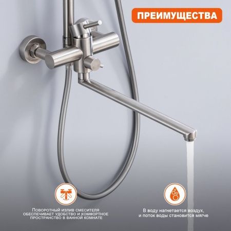 Душевая стойка ProHanss P31.24.05 настенная цвет серый