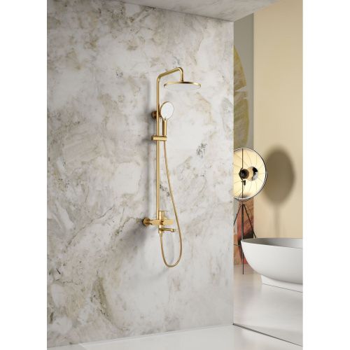 Душевая стойка Splenka S222.24.03 настенная цвет сатин золотой - фото 4