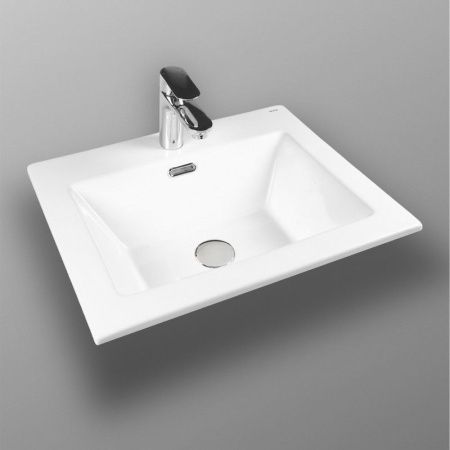 Раковина из сантехнического фарфора Bond Cube S06-500 50х40 встраиваемая цвет белый 1 отверстие под смеситель