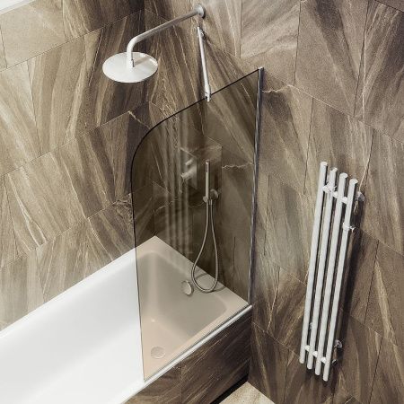 Душевая шторка на ванну Maybah Glass MGV-151-5у 75х140 стекло тонированное профиль хром ориентация универсальная