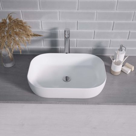 Раковина из сантехнического фаянса Grossman GR-3049 60х40 накладная цвет белый без отверстий под смеситель